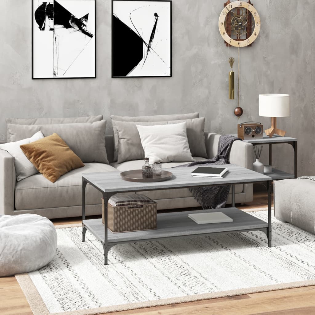 vidaXL Salontafel 100x50x40 cm bewerkt hout zwart eikenkleurig