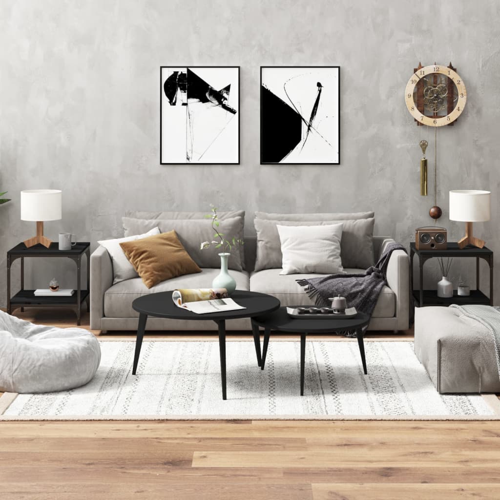 vidaXL Salontafel 100x50x40 cm bewerkt hout zwart eikenkleurig