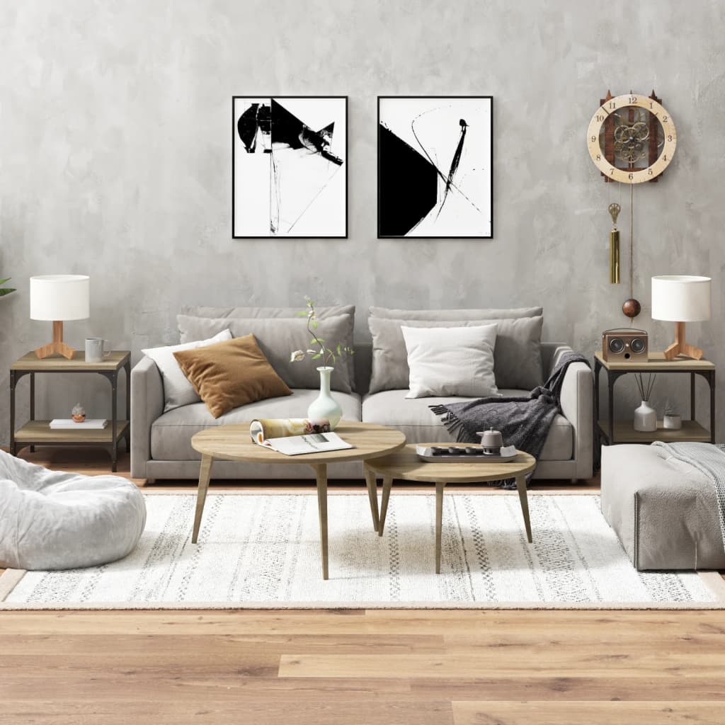 vidaXL Salontafel 100x50x40 cm bewerkt hout zwart eikenkleurig