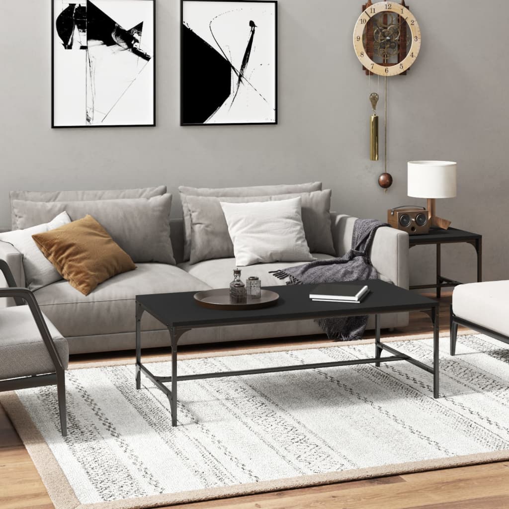 vidaXL Salontafel 100x50x40 cm bewerkt hout zwart eikenkleurig