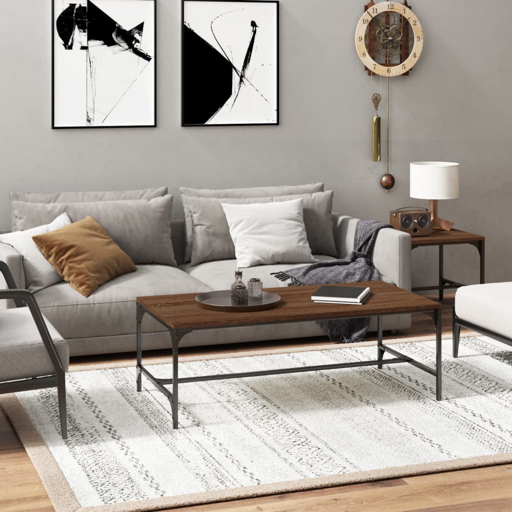 vidaXL Salontafel 100x50x40 cm bewerkt hout zwart eikenkleurig