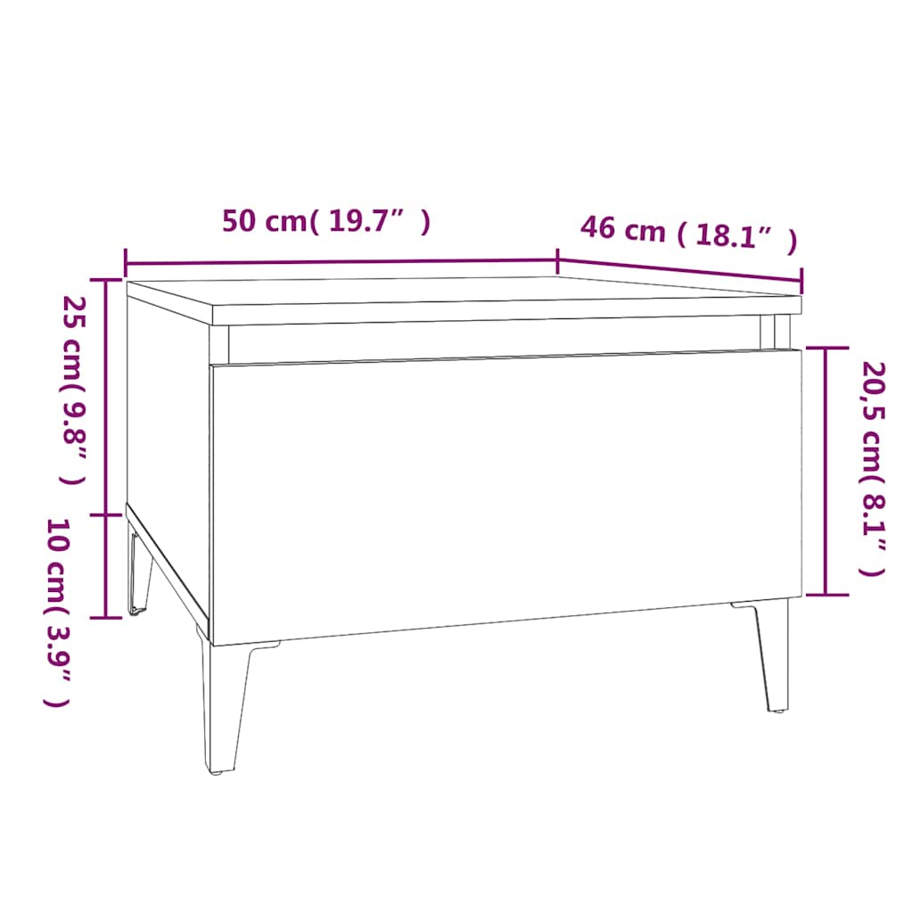 vidaXL Bijzettafel 50x46x35 cm bewerkt hout wit