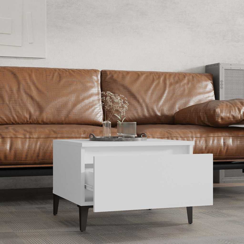 vidaXL Bijzettafel 50x46x35 cm bewerkt hout wit