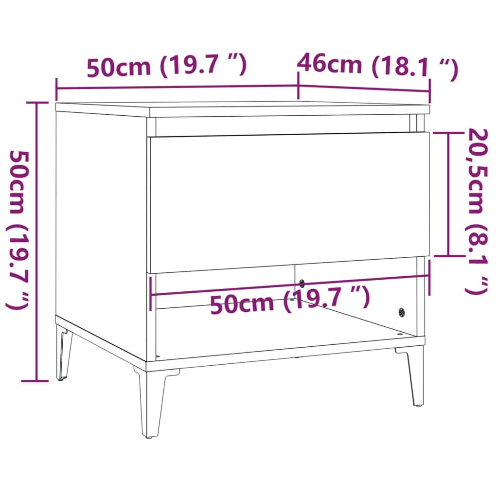 vidaXL Bijzettafel 50x46x50 cm bewerkt hout wit