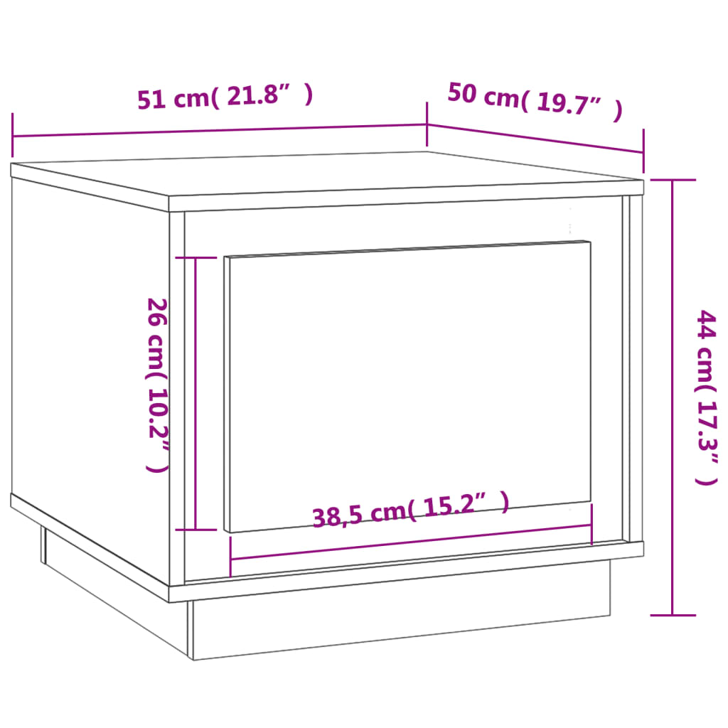 vidaXL Salontafel 51x50x44 cm bewerkt hout wit
