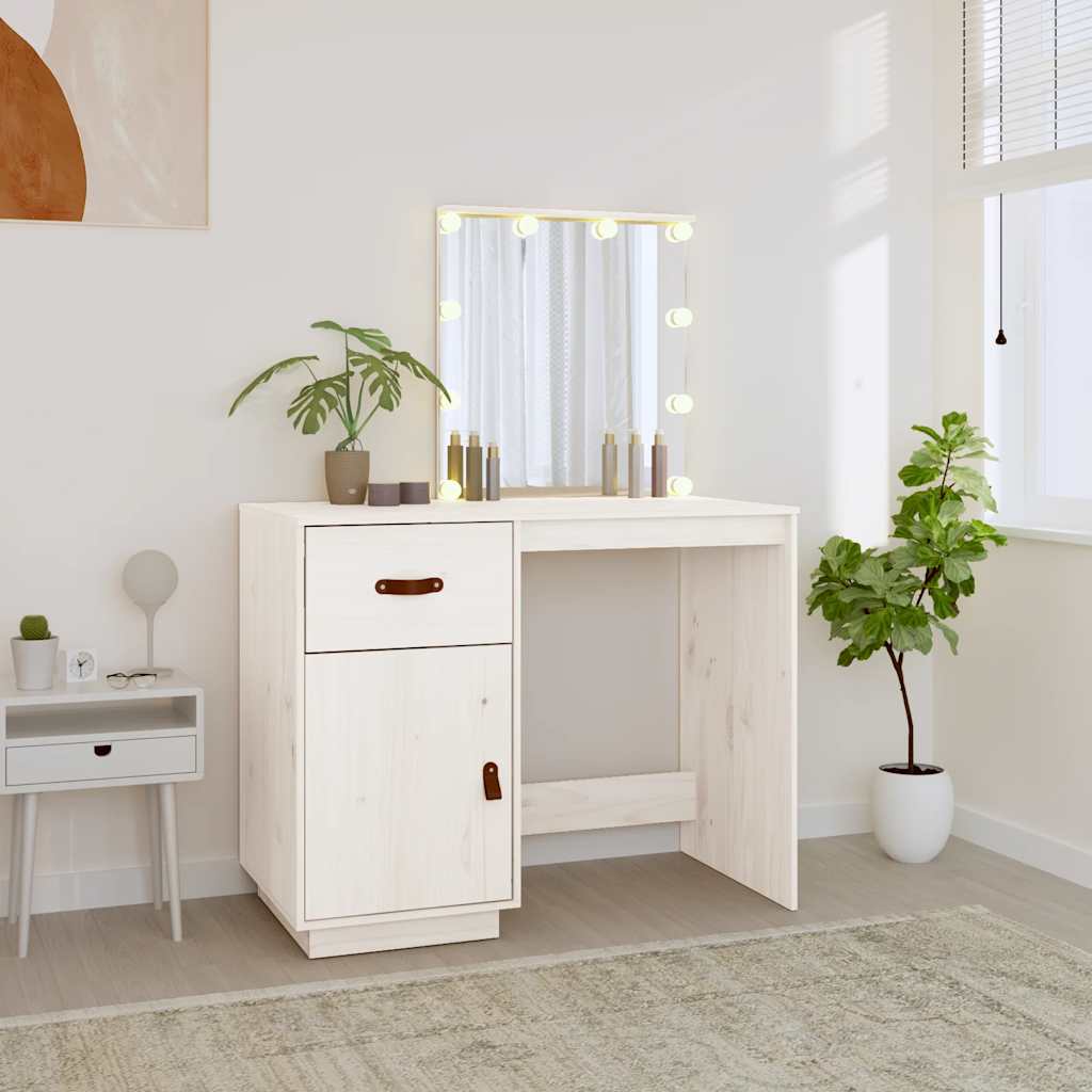 vidaXL Kaptafel met LED 95x50x133,5 cm massief grenenhout