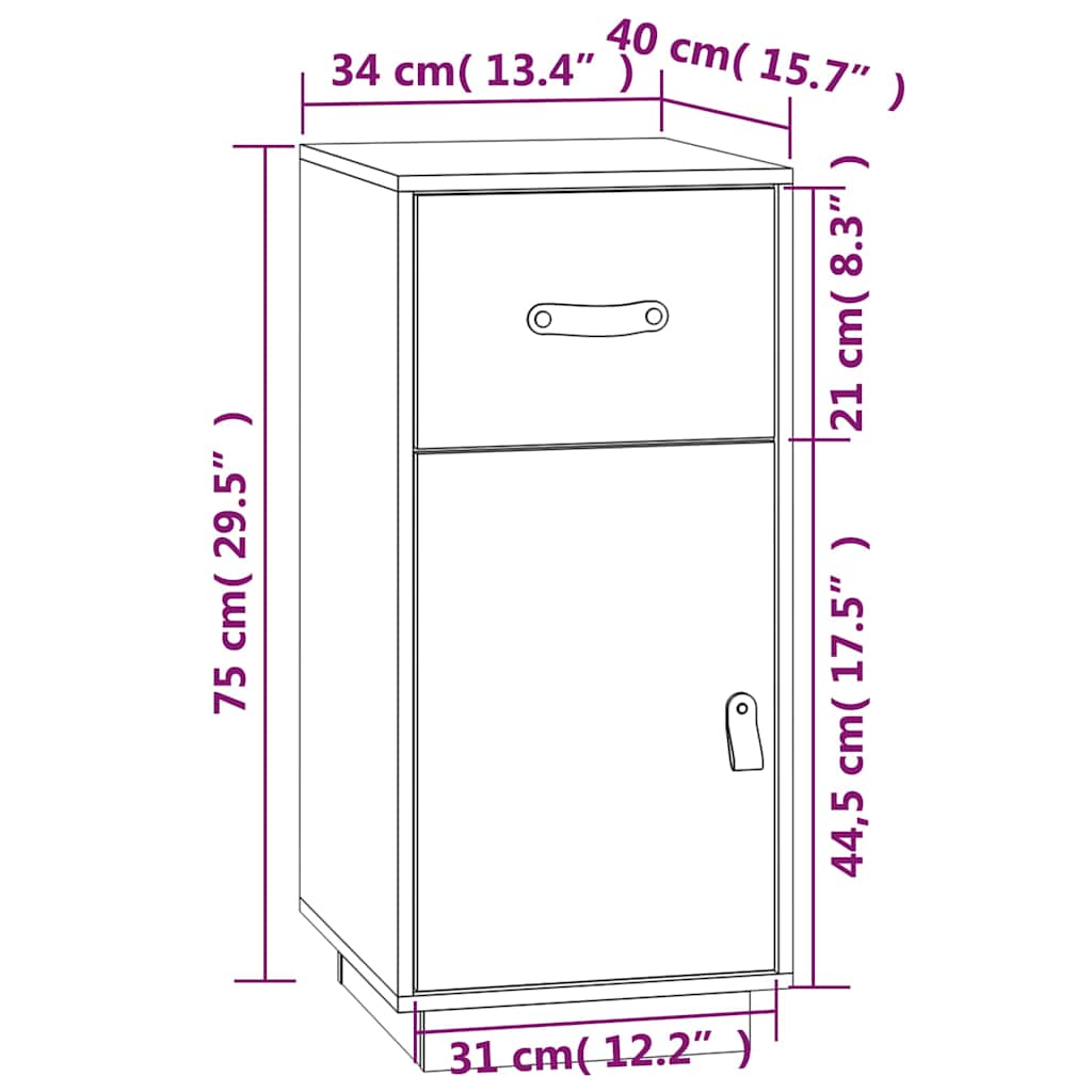 vidaXL Dressoir 34x40x75 cm massief grenenhout