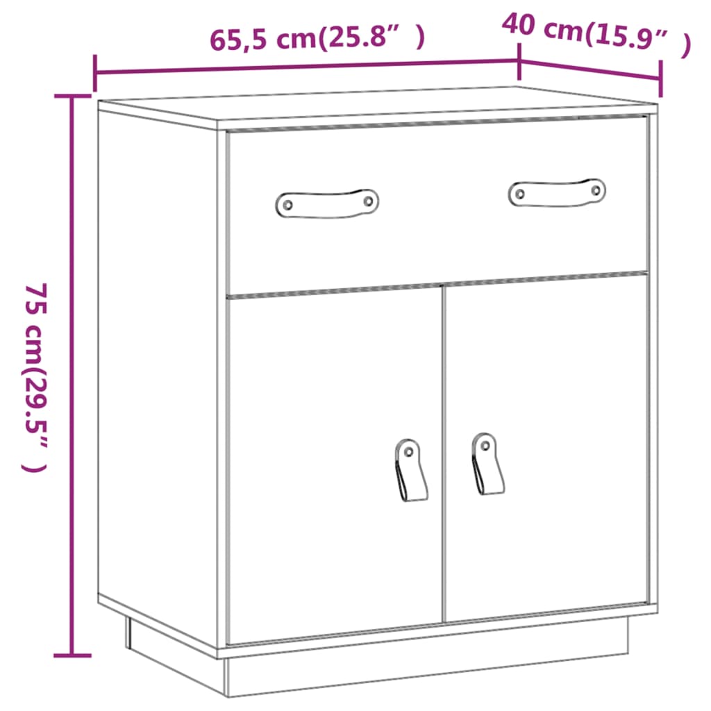 vidaXL Dressoir 65,5x40x75 cm massief grenenhout
