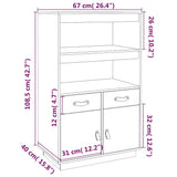 vidaXL Hoge kast 67x40x108,5 cm massief grenenhout