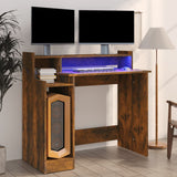 vidaXL Desk with LED lighting 97x45x90 cm engineered wood white