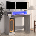 vidaXL Desk with LED lighting 97x45x90 cm engineered wood white