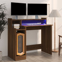 vidaXL Desk with LED lighting 97x45x90 cm engineered wood white