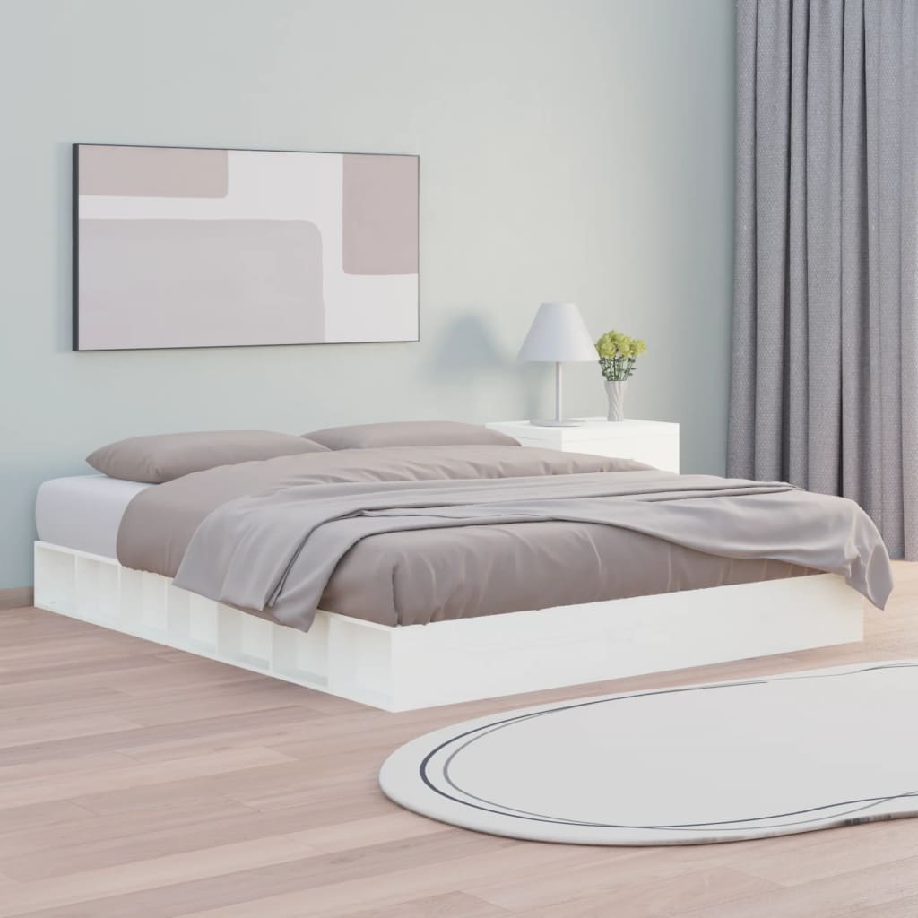 vidaXL Cadre de lit sans matelas massif vert grenenhout wasbruin 200x200 cm