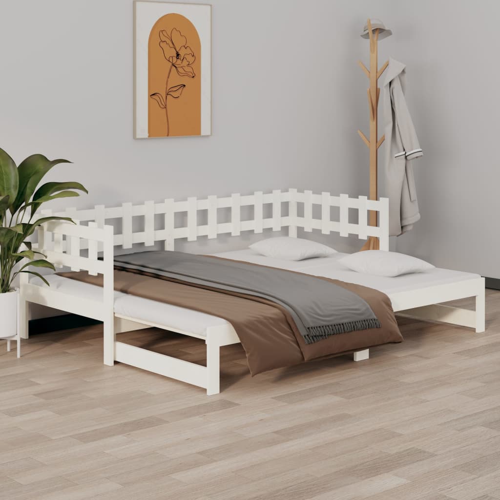 vidaXL Extendable Day Bed Solid Pine Wood 2x(90x190) cm