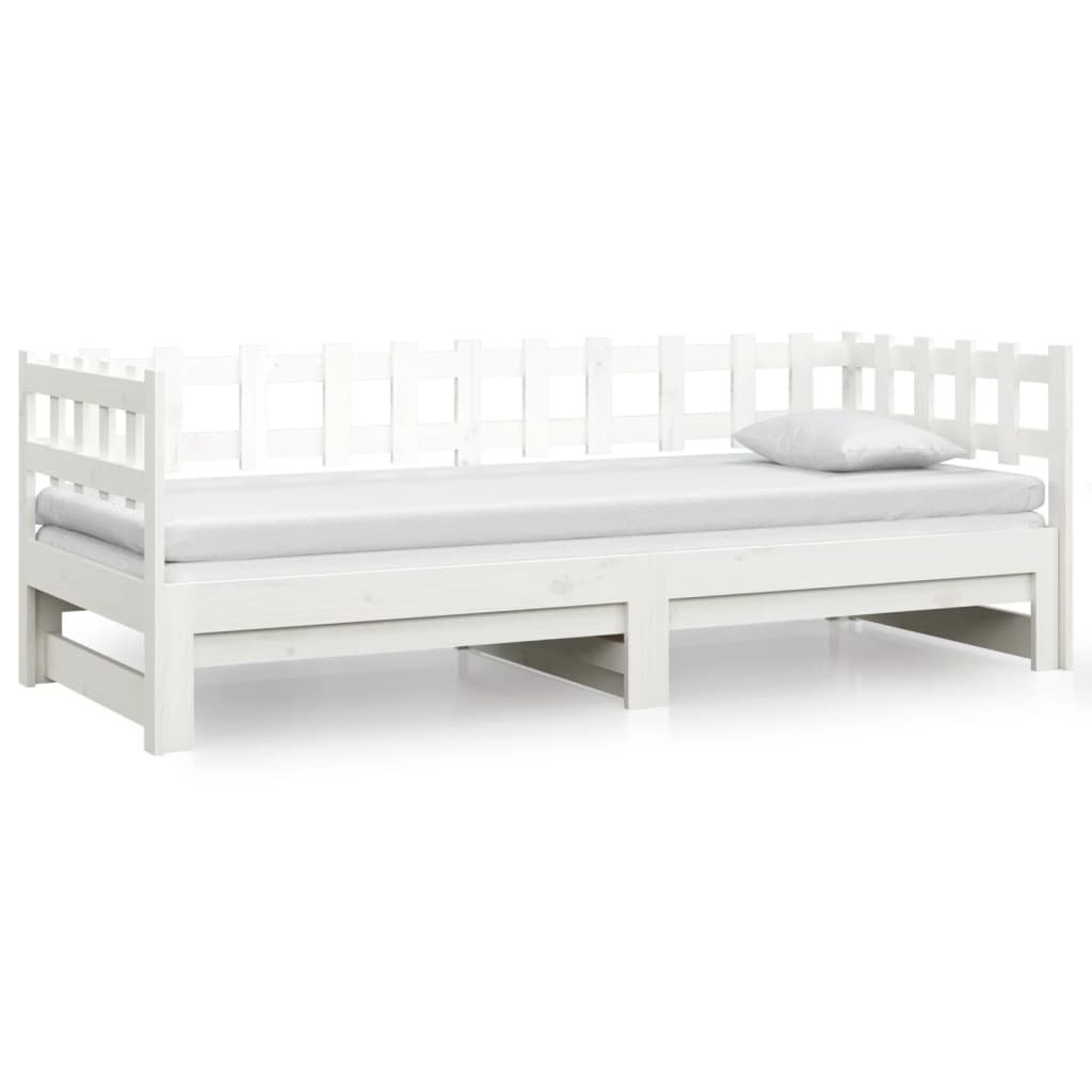 vidaXL Extendable Day Bed Solid Pine Wood 2x(90x190) cm
