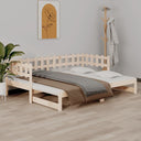 vidaXL Extendable Day Bed Solid Pine Wood 2x(90x190) cm