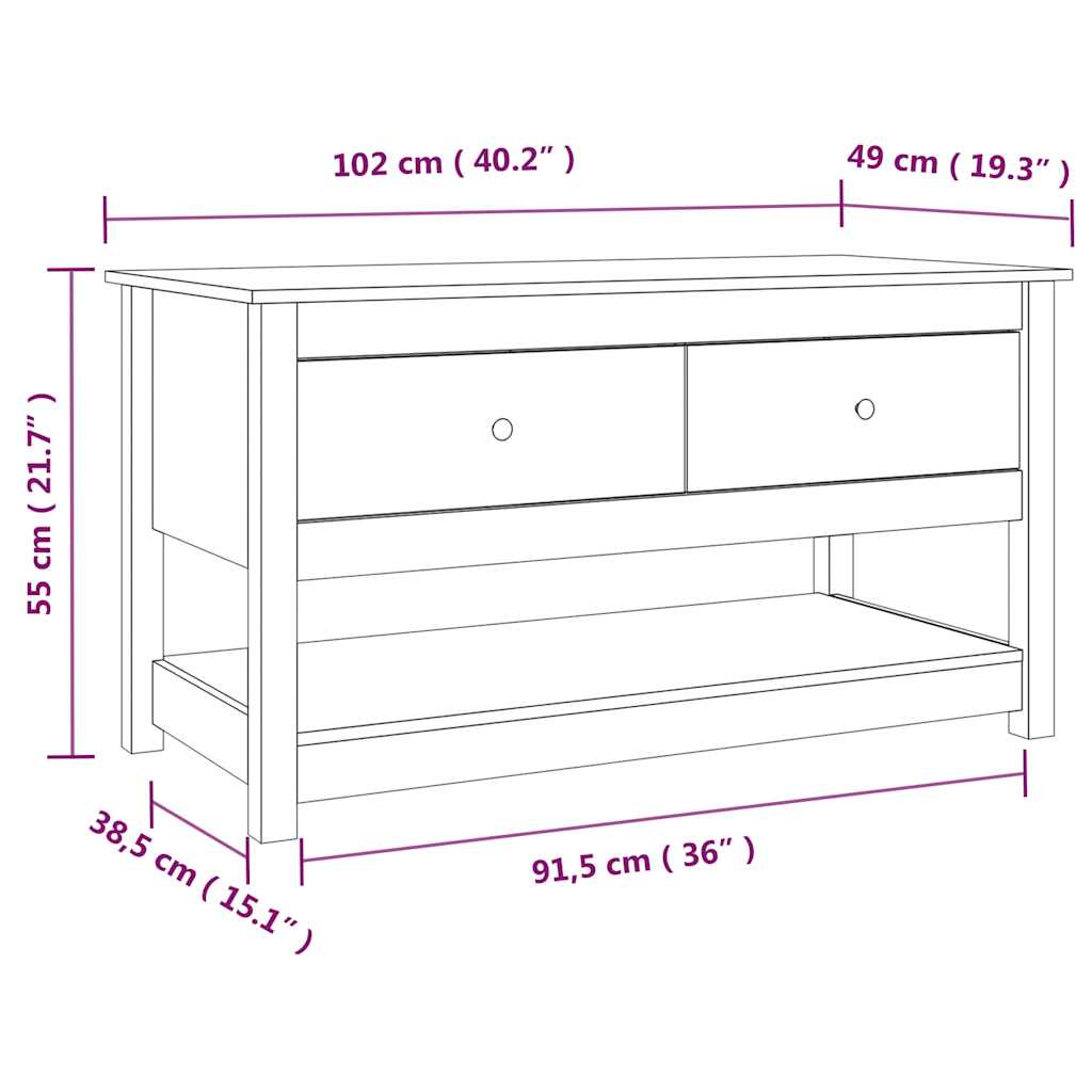 vidaXL Coffee Table 102x49x55 cm Solid Pinewood
