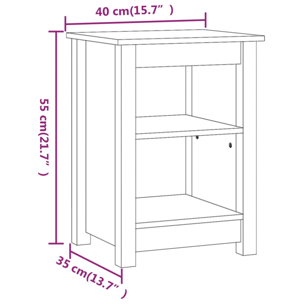 vidaXL Nachtkastjes 2 st 40x35x55 cm massief grenenhout