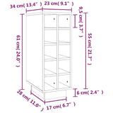vidaXL Wijnkast 23x34x61 cm massief grenenhout
