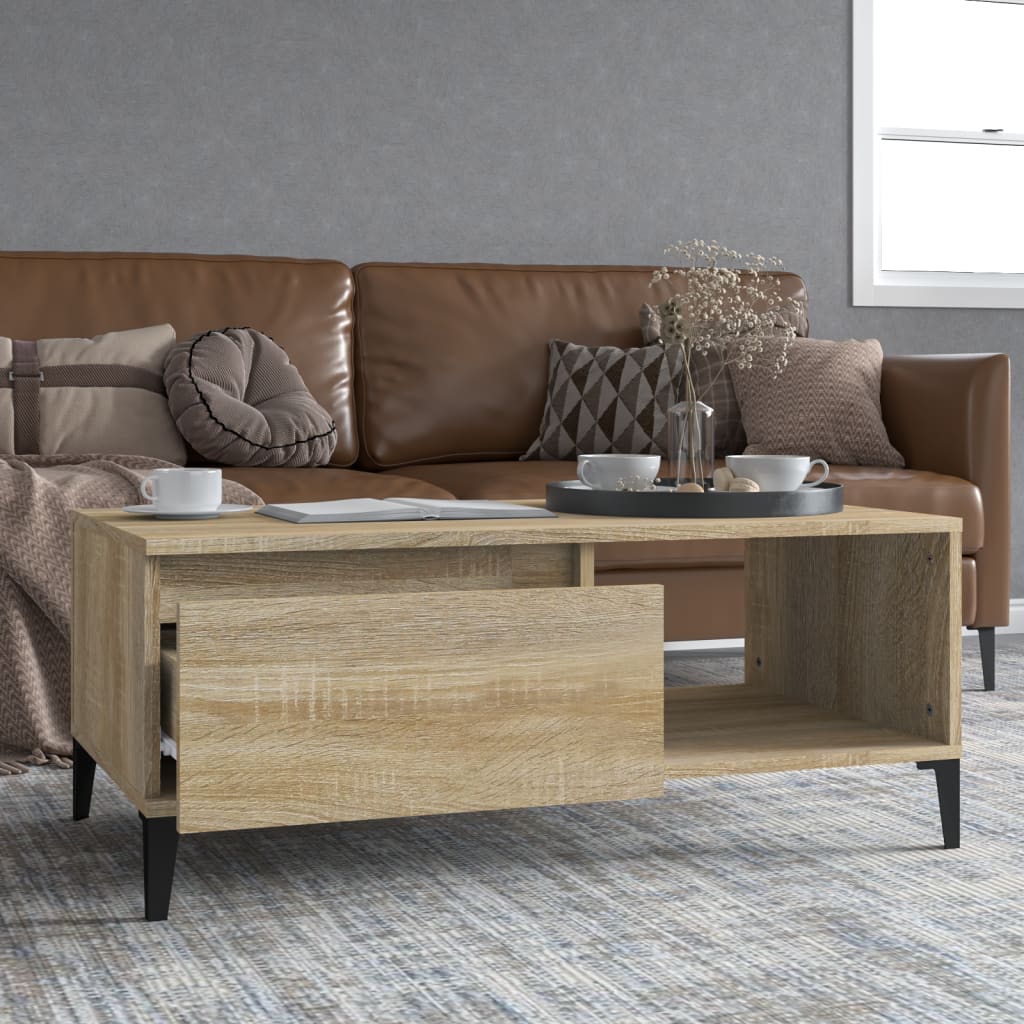 vidaXL Salontafel 90x50x36,5 cm bewerkt hout wit