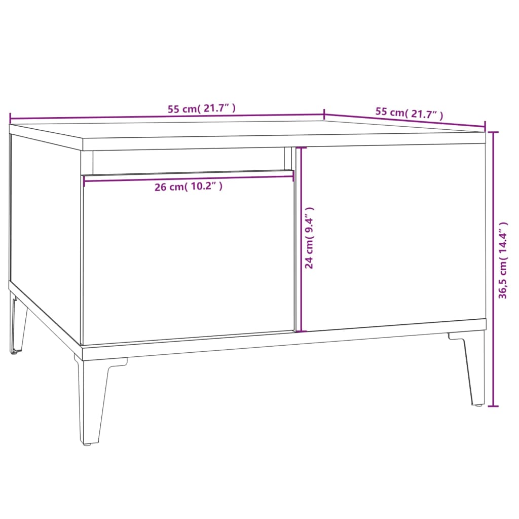 vidaXL Coffee Table 55x55x36.5 cm Engineered Wood White