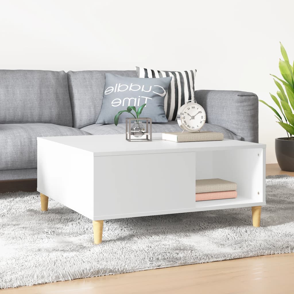 vidaXL Salontafel 80x80x36,5 cm bewerkt hout wit
