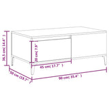 vidaXL Salontafel 90x50x36,5 cm bewerkt hout wit