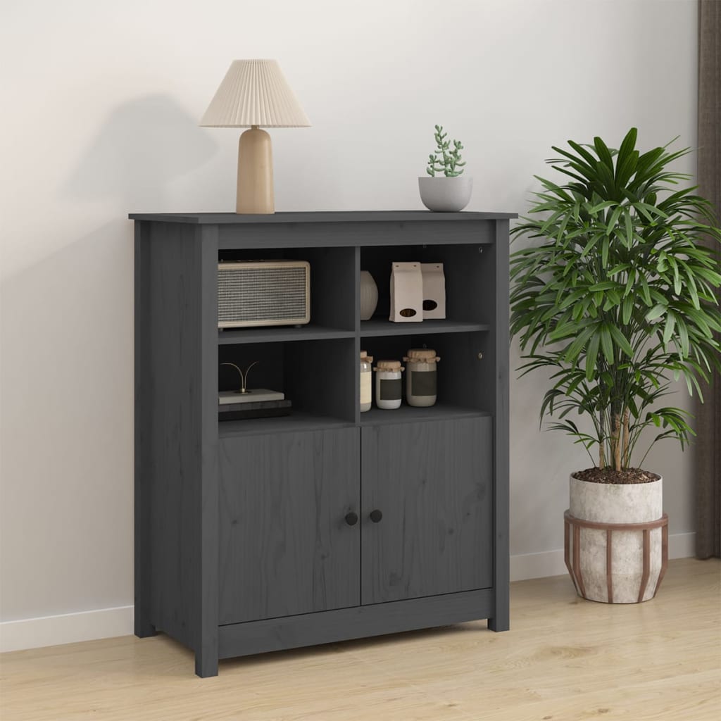 vidaXL Dressoir 83x41,5x100 cm massief grenenhout grijs