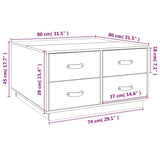 vidaXL Salontafel 80x80x45 cm massief grenenhout