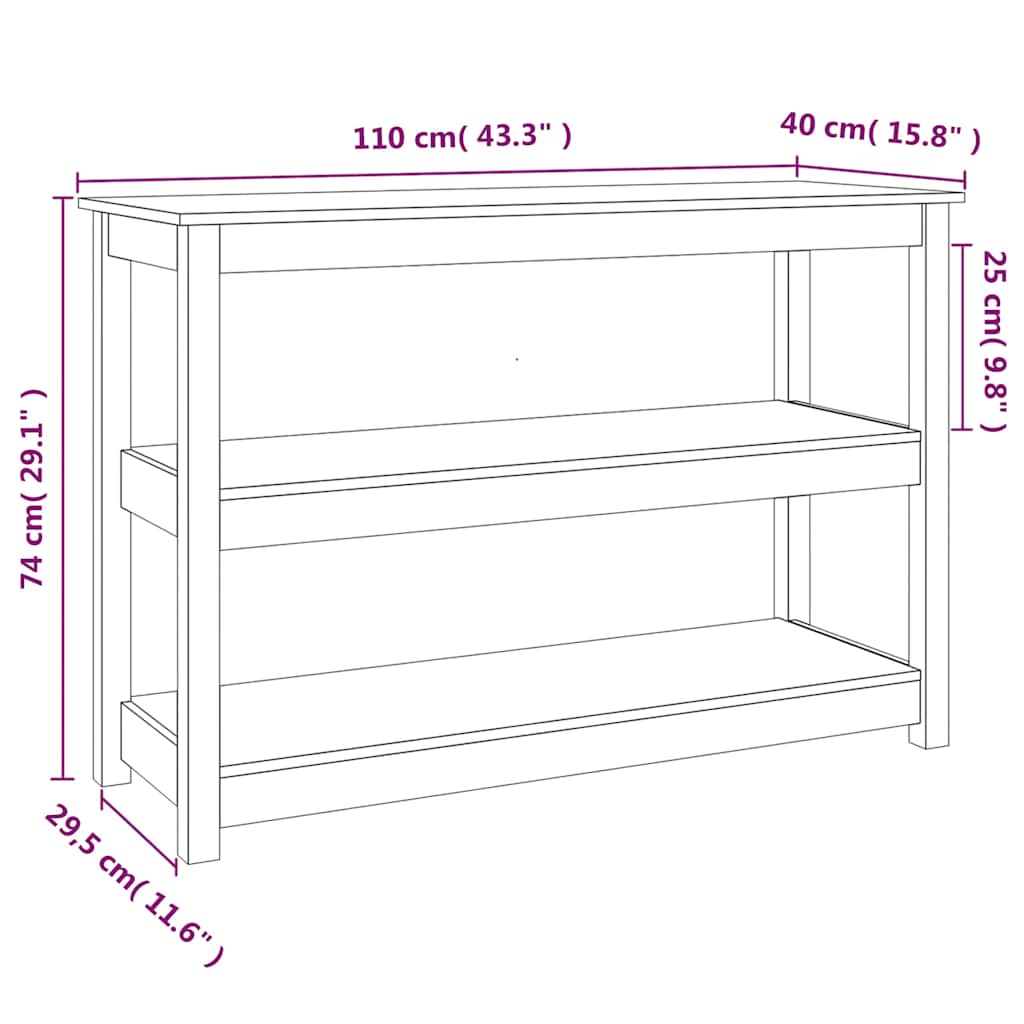 vidaXL Console Table 110x40x74 cm Solid Pine Wood