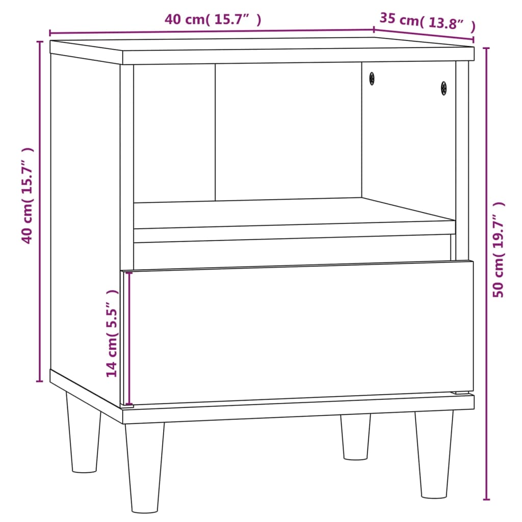 vidaXL Nightstand 40x35x50 cm white