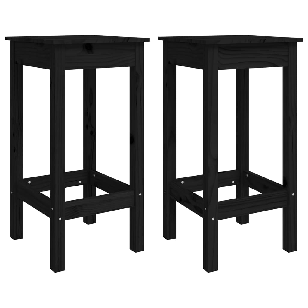 vidaXL Bar Stools 2 pcs 40x40x78 cm Solid Pinewood Black