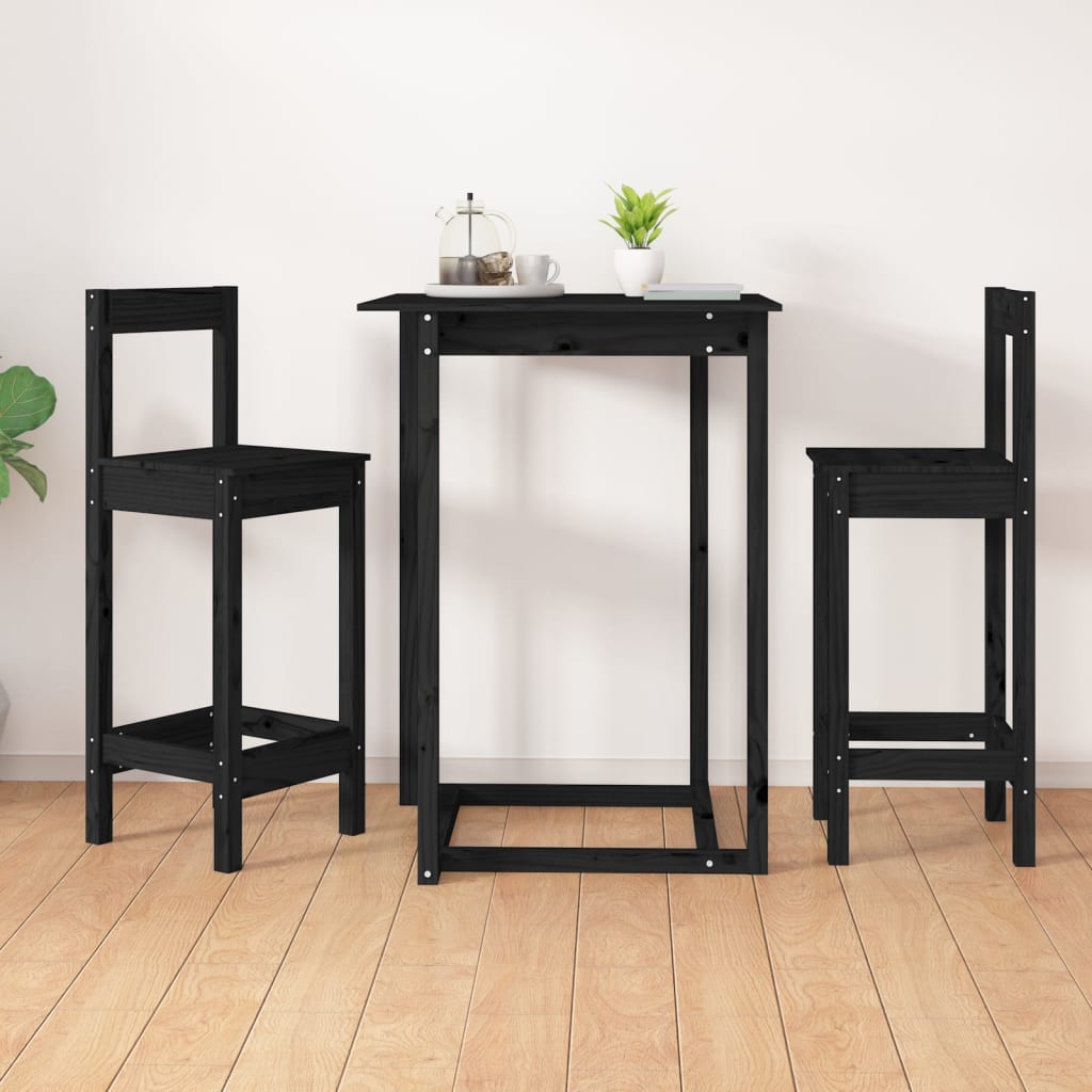 vidaXL Bar Stools 2 pcs 40x40x78 cm Solid Pinewood Black