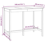 vidaXL Bar Table 140x80x110 cm Solid Pinewood