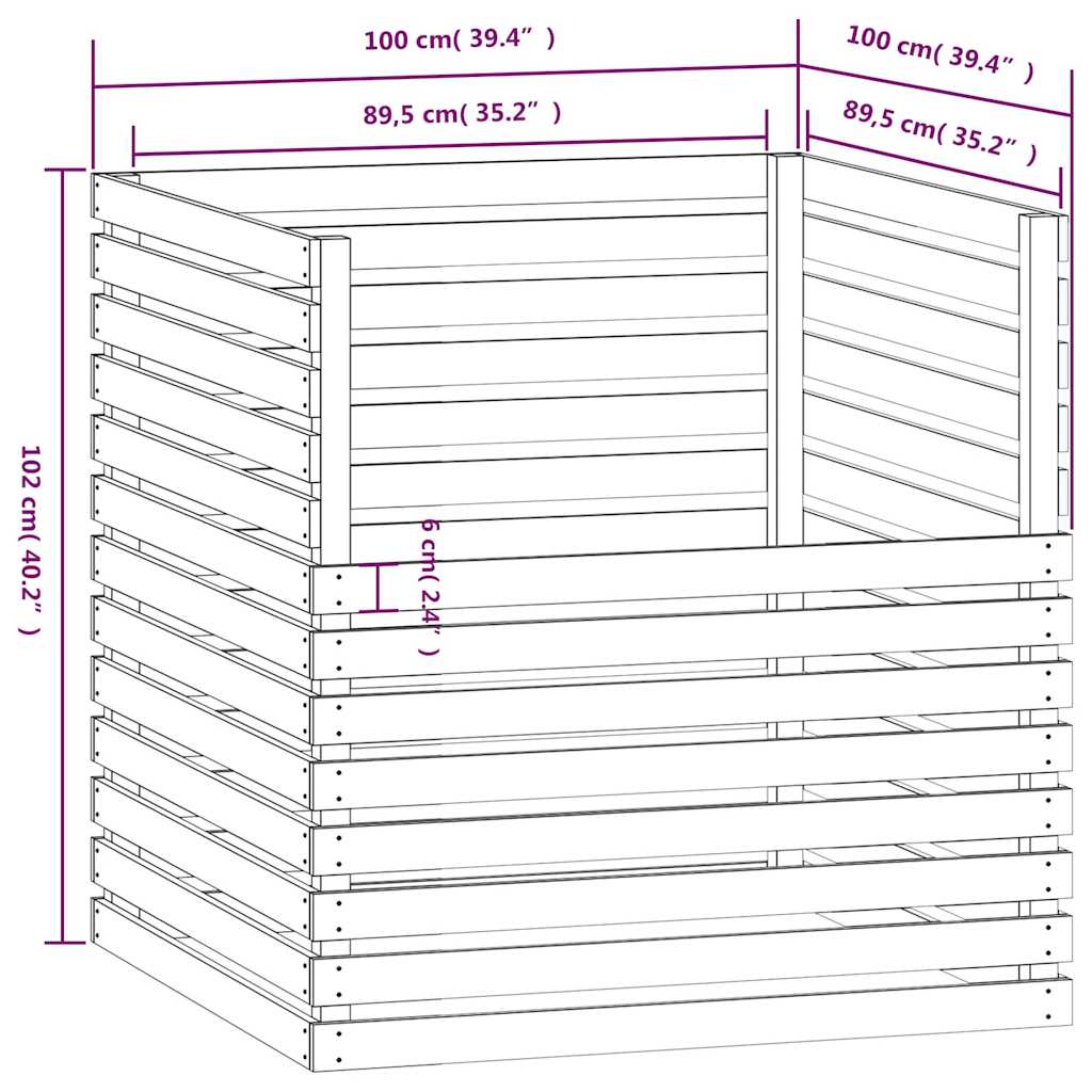 vidaXL Compostbak 80x80x78 cm massief grenenhout