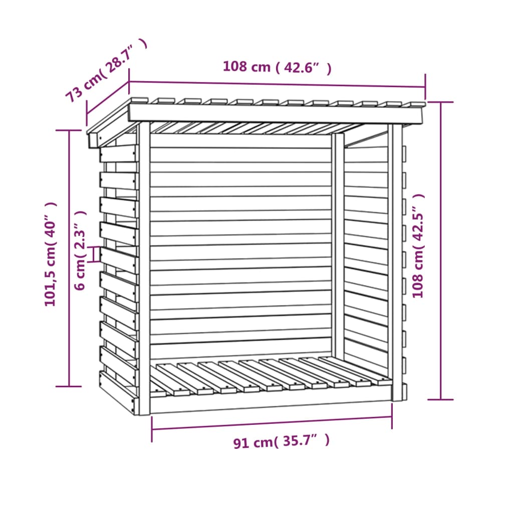 vidaXL Haardhoutrek 108x73x108 cm massief grenenhout