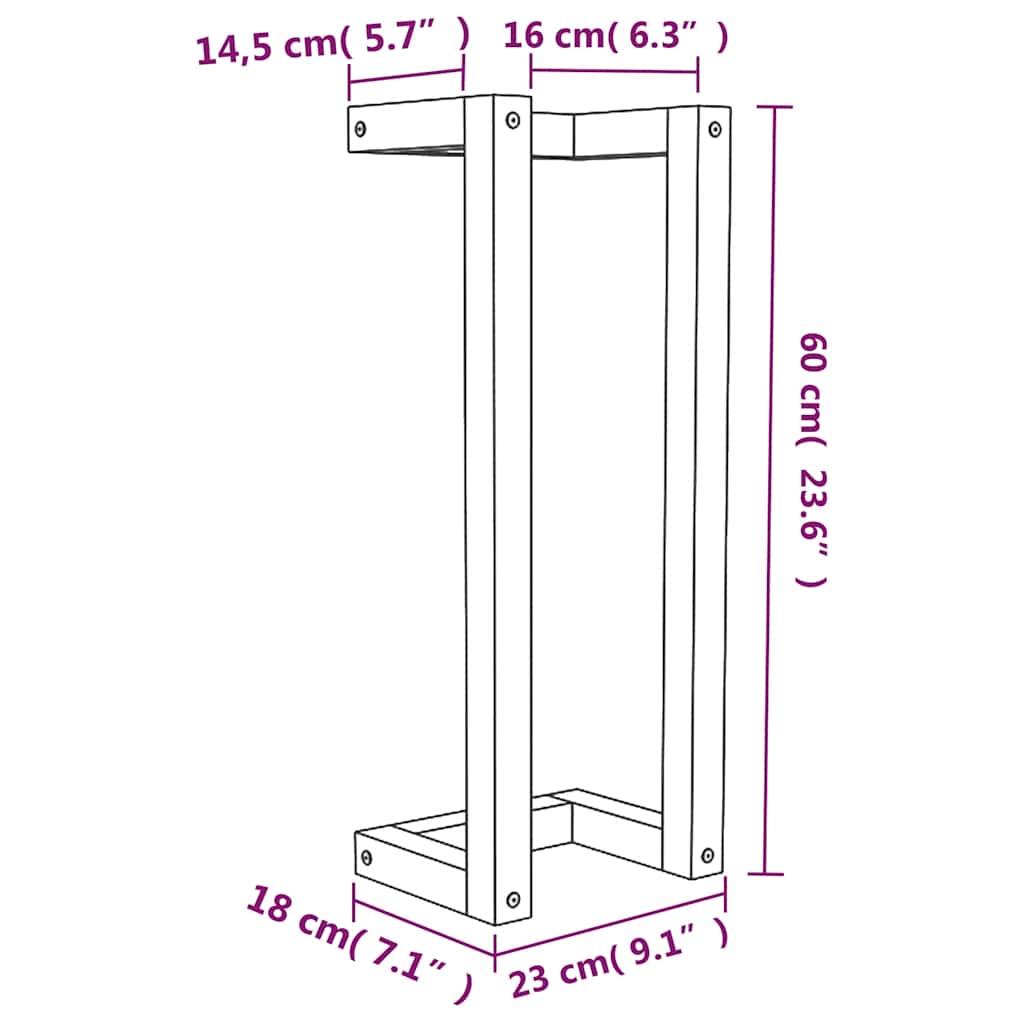 vidaXL Handdoekenrek 23x18x60 cm massief grenenhout