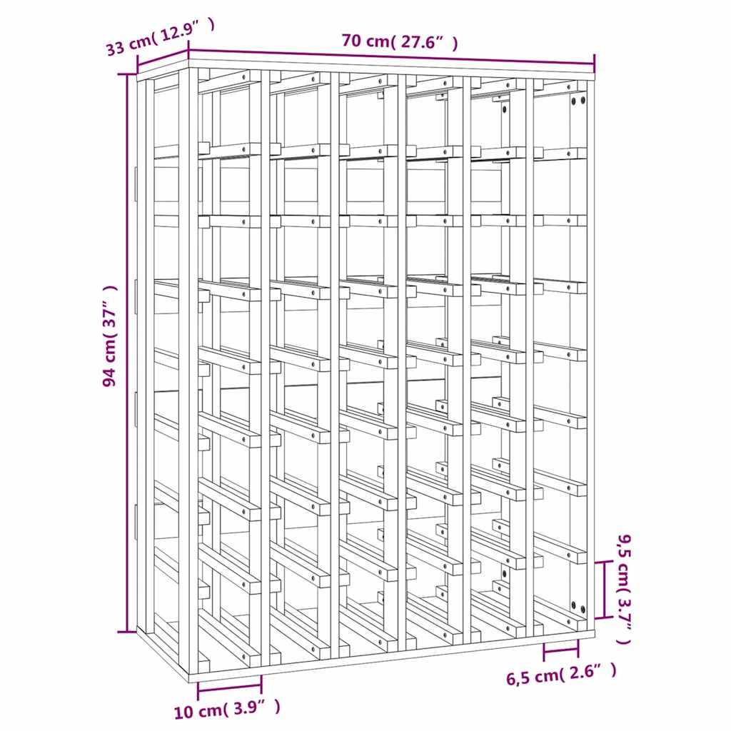 vidaXL Wijnrek 58,5x33x60,5 cm massief grenenhout