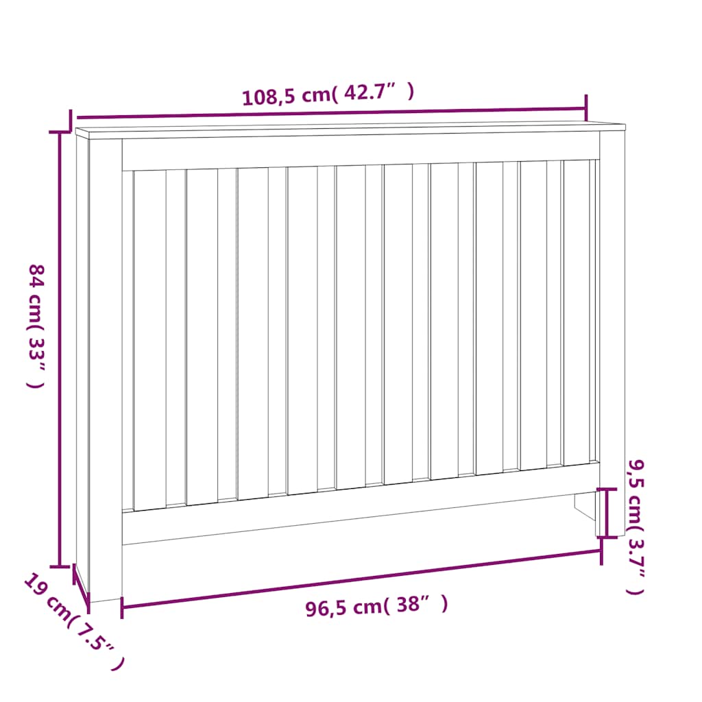 vidaXL Radiatorombouw 169x19x84 cm massief grenenhout grijs