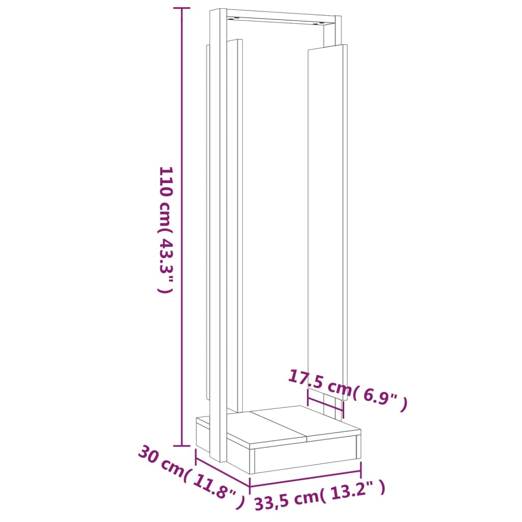 vidaXL Houtblokhouder 33,5x30x110 cm massief grenenhout