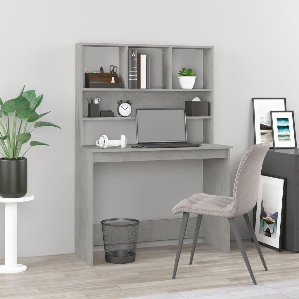 vidaXL Bureau met schappen 102x45x148 cm bewerkt hout wit