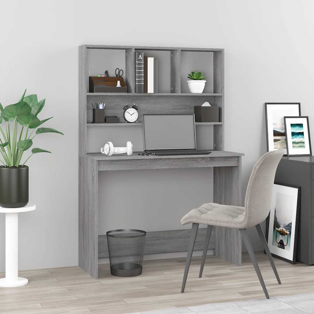 vidaXL Bureau met schappen 102x45x148 cm bewerkt hout wit