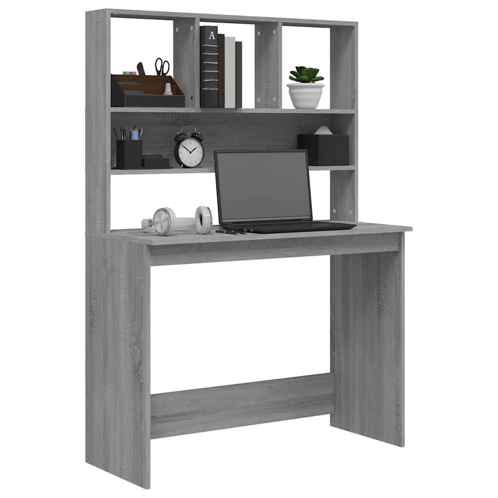 vidaXL Bureau met schappen 102x45x148 cm bewerkt hout wit