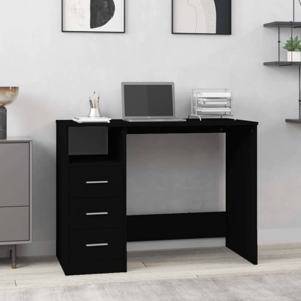 vidaXL Bureau met lades 102x50x76 cm bewerkt hout wit