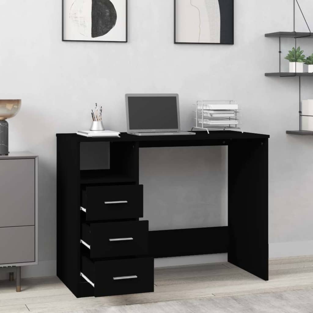 vidaXL Bureau met lades 102x50x76 cm bewerkt hout wit