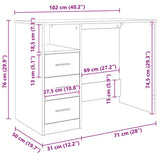 vidaXL Bureau met lades 102x50x76 cm bewerkt hout wit