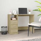 vidaXL Bureau met lades 102x50x76 cm bewerkt hout wit