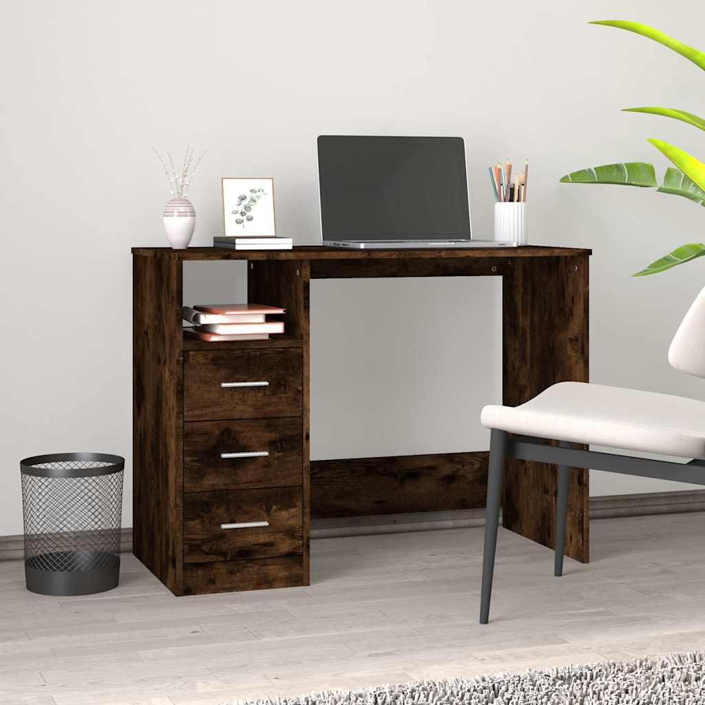 vidaXL Bureau met lades 102x50x76 cm bewerkt hout wit