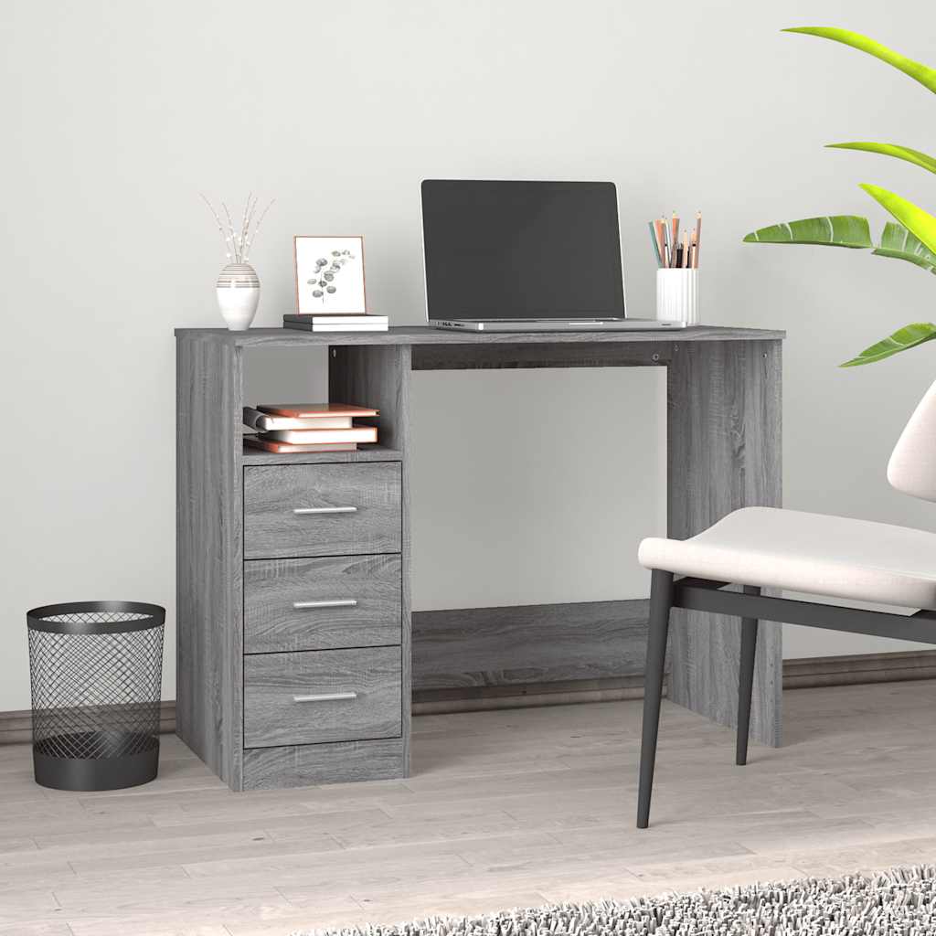 vidaXL Bureau met lades 102x50x76 cm bewerkt hout wit