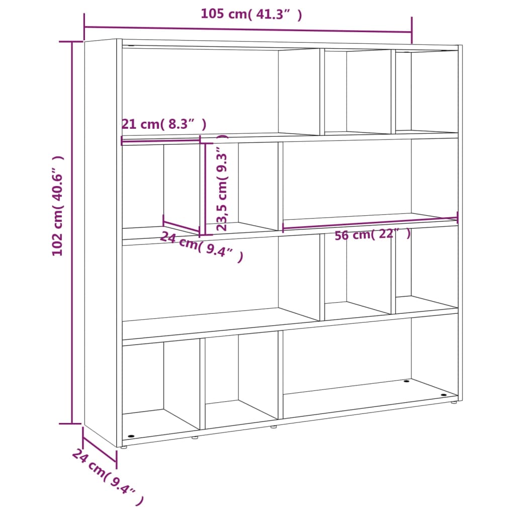 vidaXL Boekenkast/kamerscherm 105x24x102 cm wit